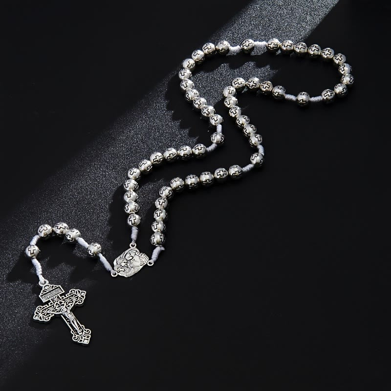 Holy Family Center Rosary with Crucifix & Cross-Engraved Beads: A Symbol of Sacred Devotion