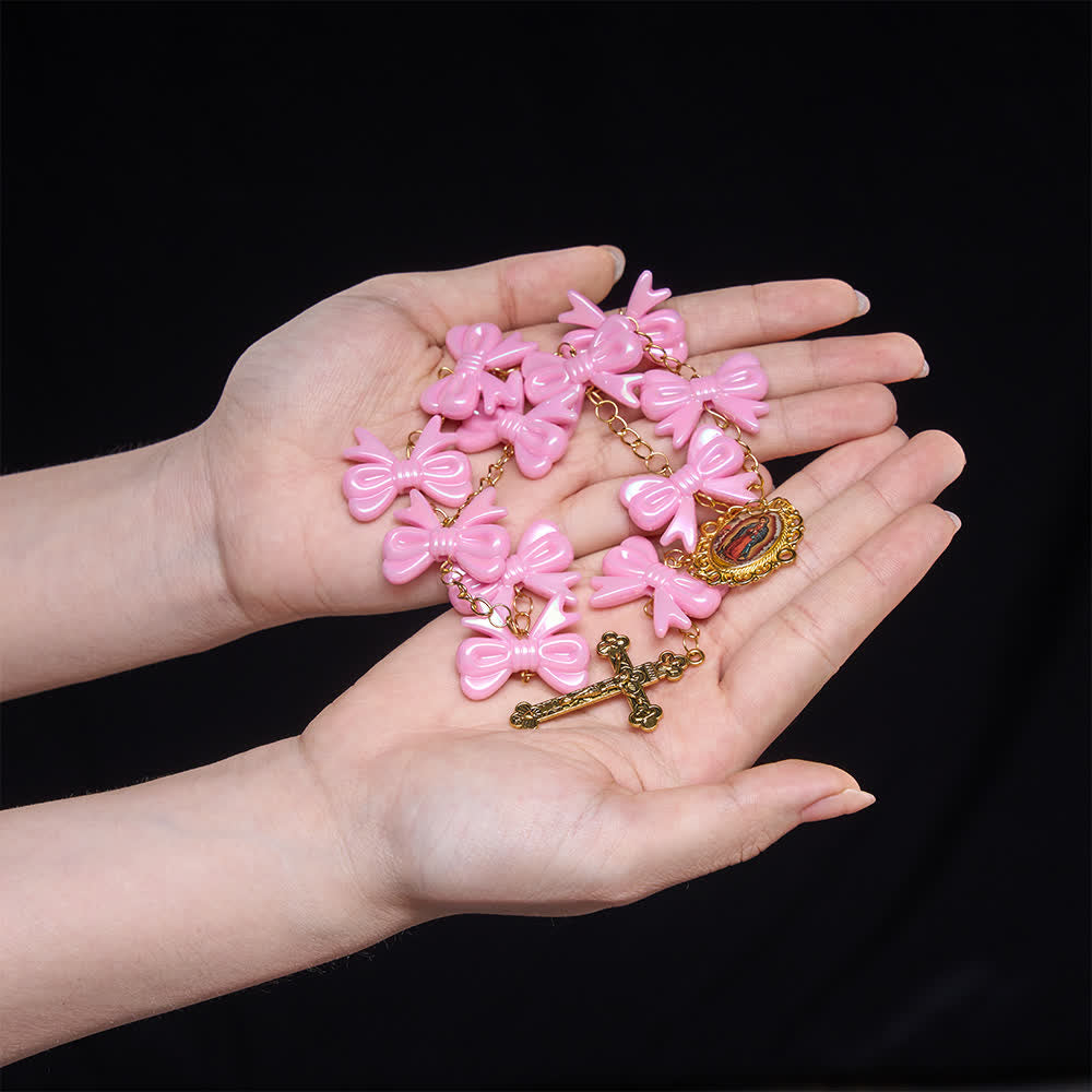 Our Lady of Guadalupe Pink Bow Rosary: Carry Her Gentle Blessings