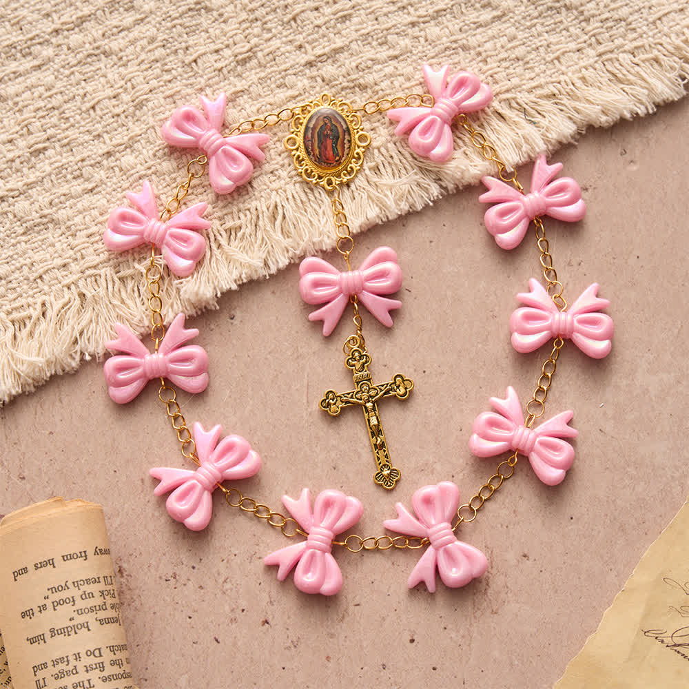Our Lady of Guadalupe Pink Bow Rosary: Carry Her Gentle Blessings