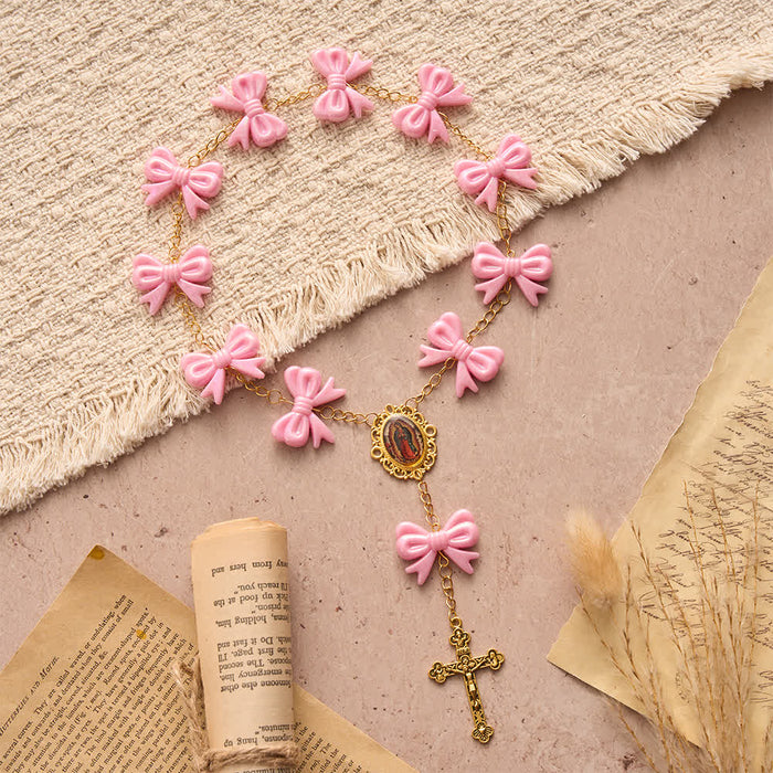 Our Lady of Guadalupe Pink Bow Rosary: Carry Her Gentle Blessings