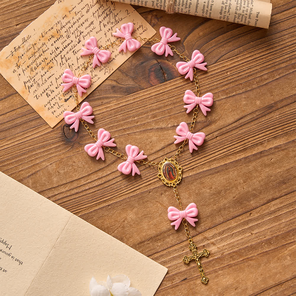 Our Lady of Guadalupe Pink Bow Rosary: Carry Her Gentle Blessings