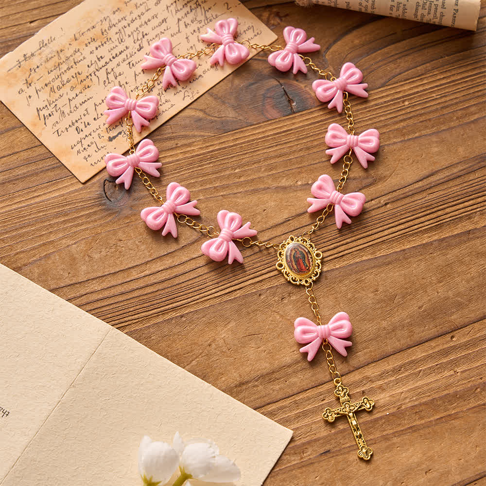 Our Lady of Guadalupe Pink Bow Rosary: Carry Her Gentle Blessings