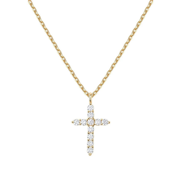 Minimalist Zircon Cross Necklace in Gold and Silver Tones: A Reminder of Subtle Divine Grace