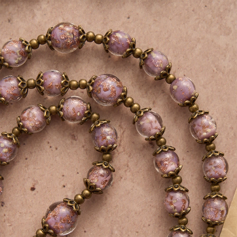 Lavender Shimmer Bead Catholic Rosary with Our Lady Medal & Crucifix