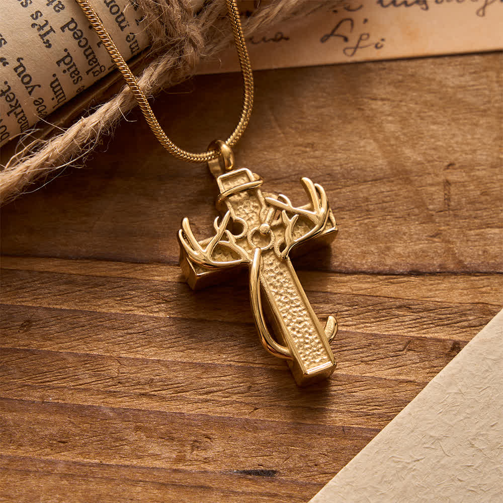 Hunting & Fishing Cross Pendant Necklace: Outdoor Faith & Spiritual Devotion