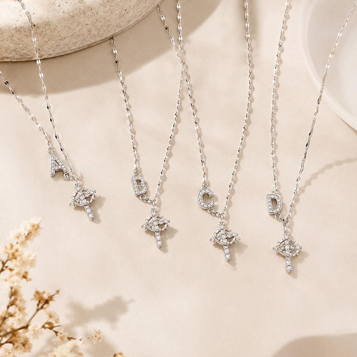 Golden & Silver-Tone Personalized A-Z Initial Crown Cross Necklace: Custom Sacred Faith Monogram Pendant Jewelry