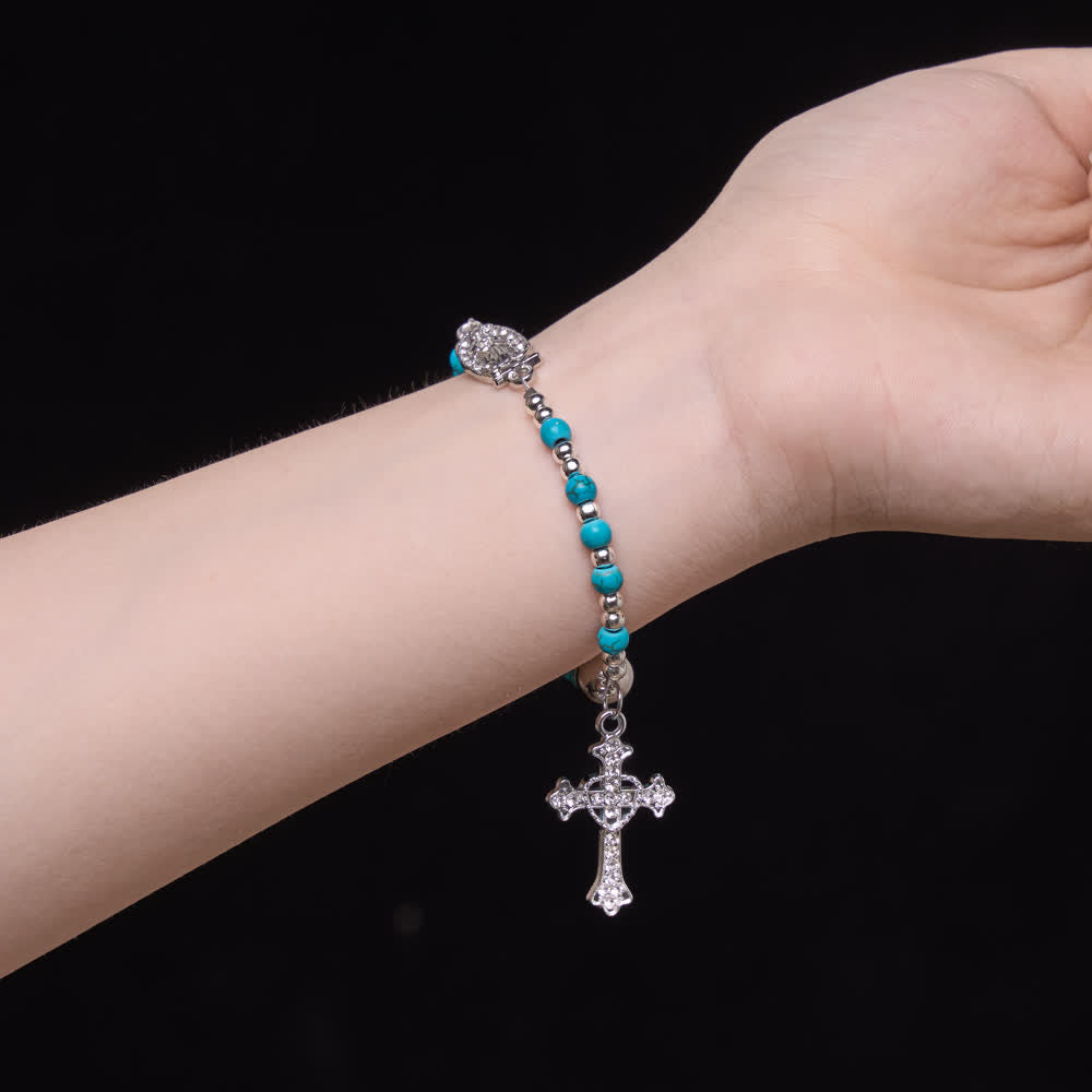 Fresh Turquoise Rosary Bracelet: Double Strand with Magnetic Clasp