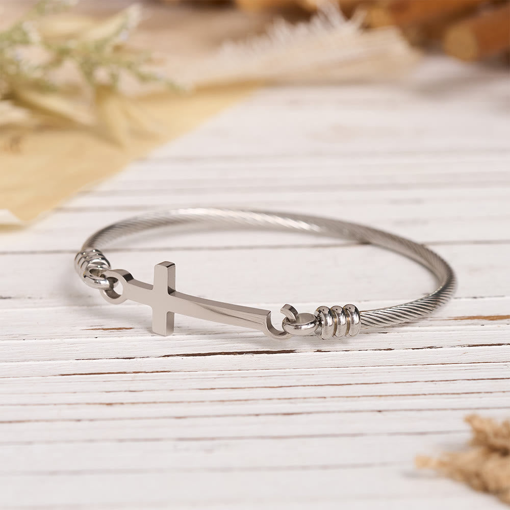 Twisted Cable Bangle with Polished Cross Bar Clasp Bracelet: A Symbol of Sacred Redemptive Grace