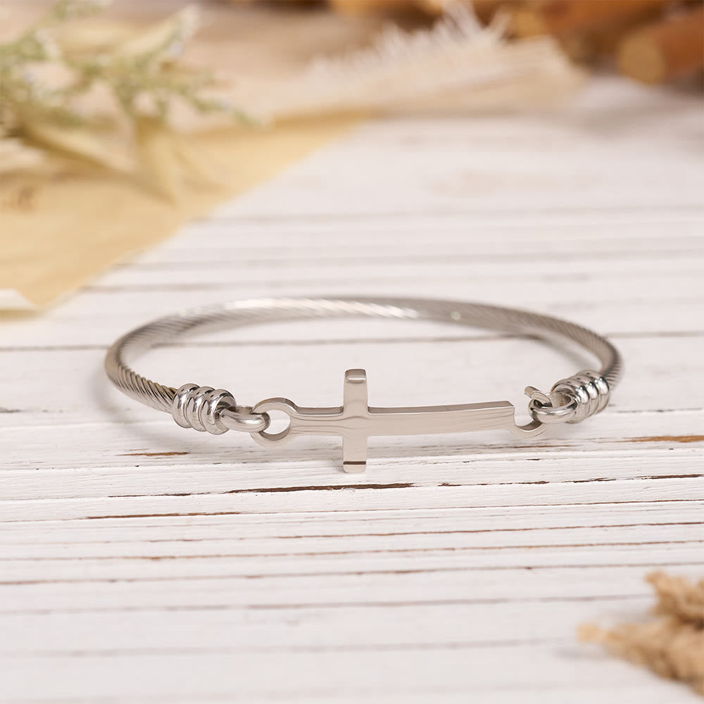 Twisted Cable Bangle with Polished Cross Bar Clasp Bracelet: A Symbol of Sacred Redemptive Grace