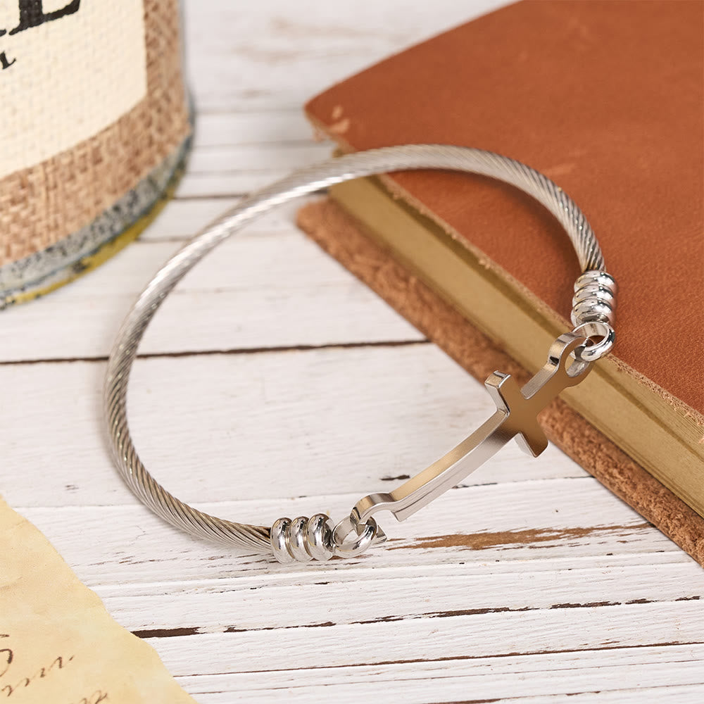 Twisted Cable Bangle with Polished Cross Bar Clasp Bracelet: A Symbol of Sacred Redemptive Grace