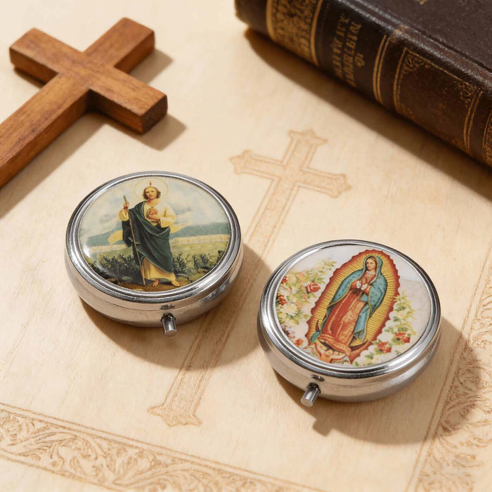 Vintage St. Jude & Our Lady of Guadalupe Epoxy Top Rosary Case: A Symbol of Sacred Protection & Devotional Faith