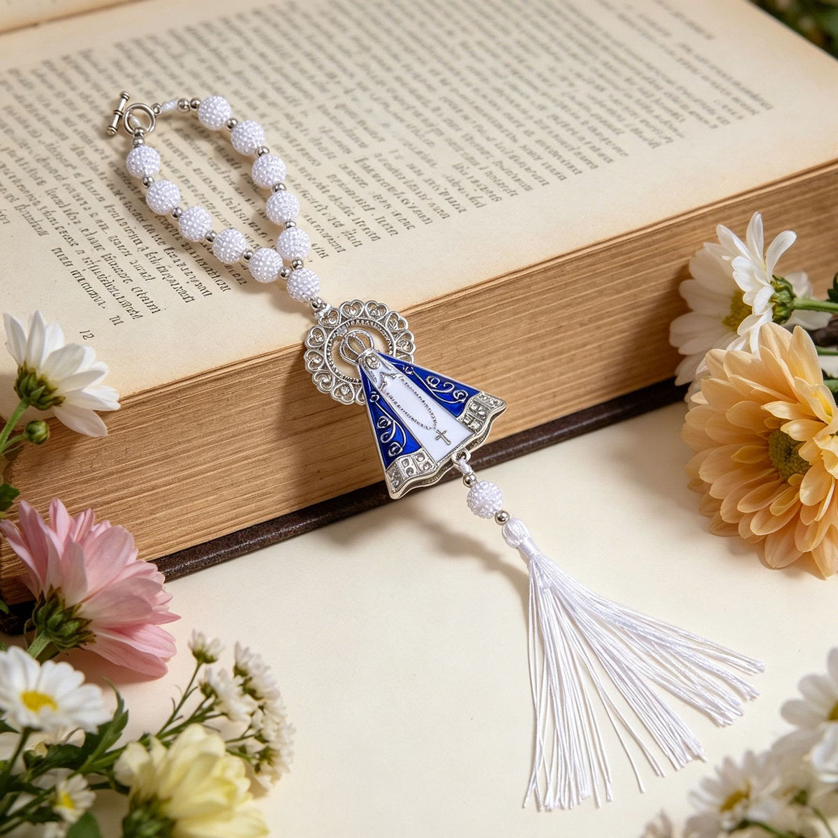 Beaded Our Lady of Aparecida Tassel Car Hanging: A Symbol of Gentle Heavenly Protection & Journey Blessings