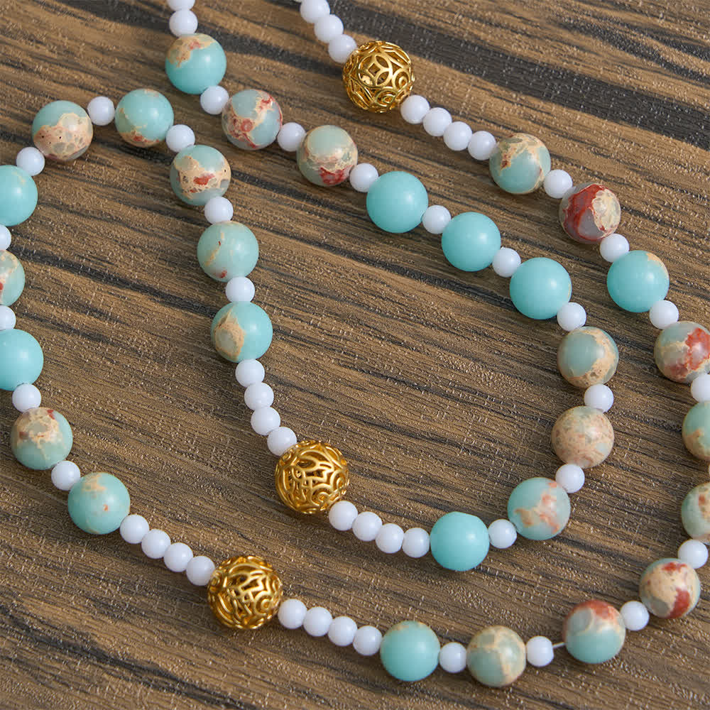 Soft Aqua Shoushan Stone Rosary: Our Lady Marian Devotion