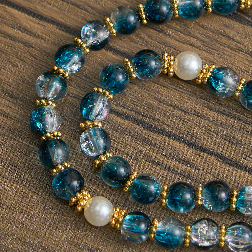Blue Crackle Glass Bead Rosary for Daily Marian Devotion