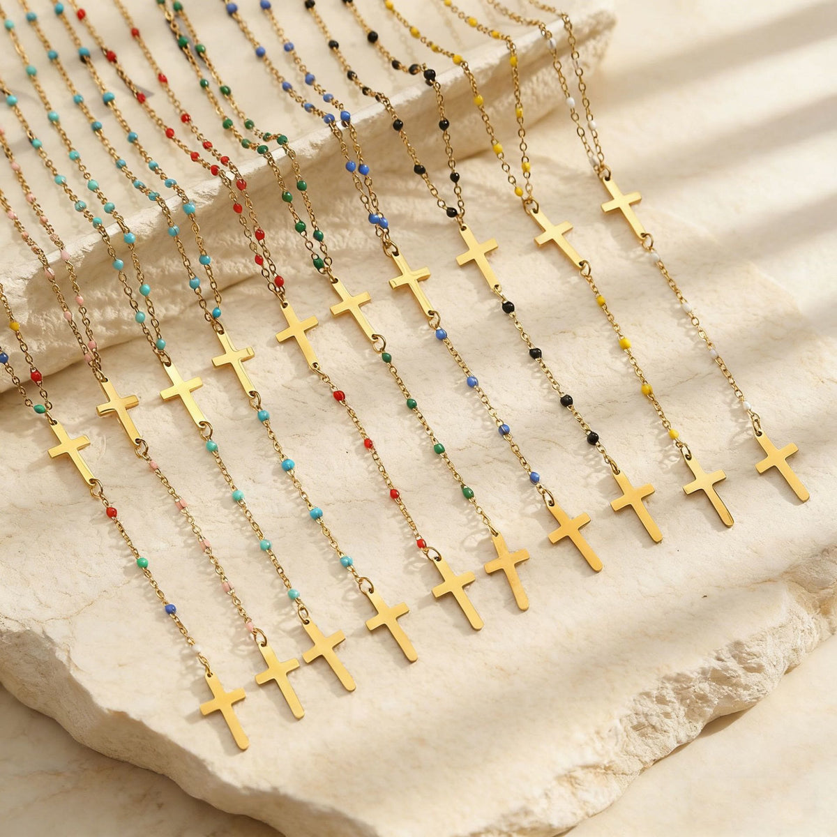 Layered Cross Drop Necklace: Embodying Steadfast Grace and Heavenly Blessing