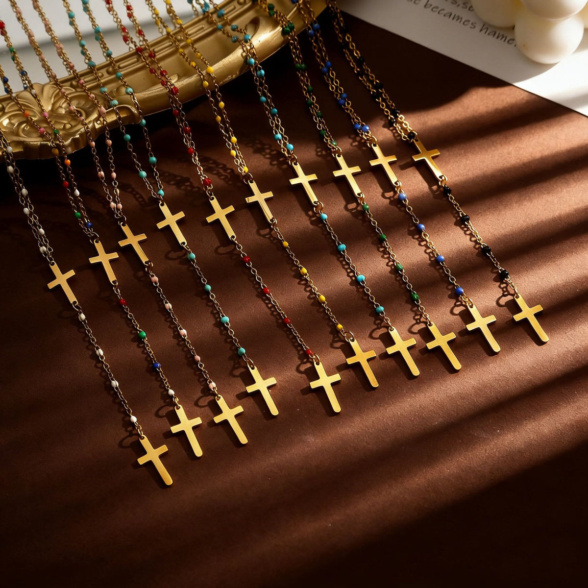 Layered Cross Drop Necklace: Embodying Steadfast Grace and Heavenly Blessing