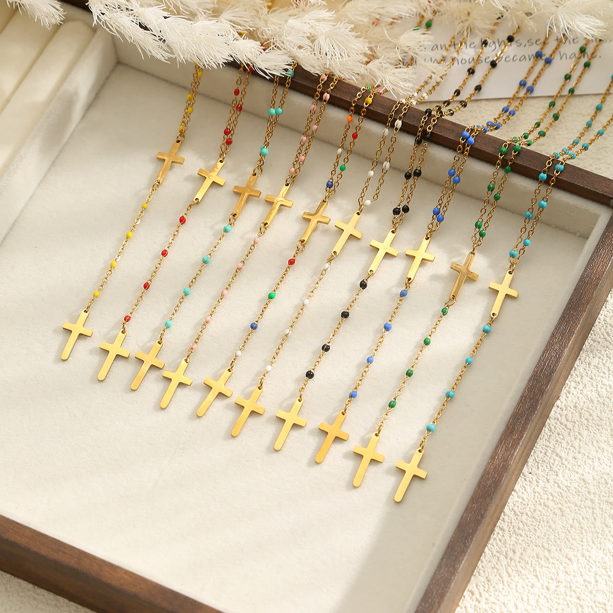 Layered Cross Drop Necklace: Embodying Steadfast Grace and Heavenly Blessing