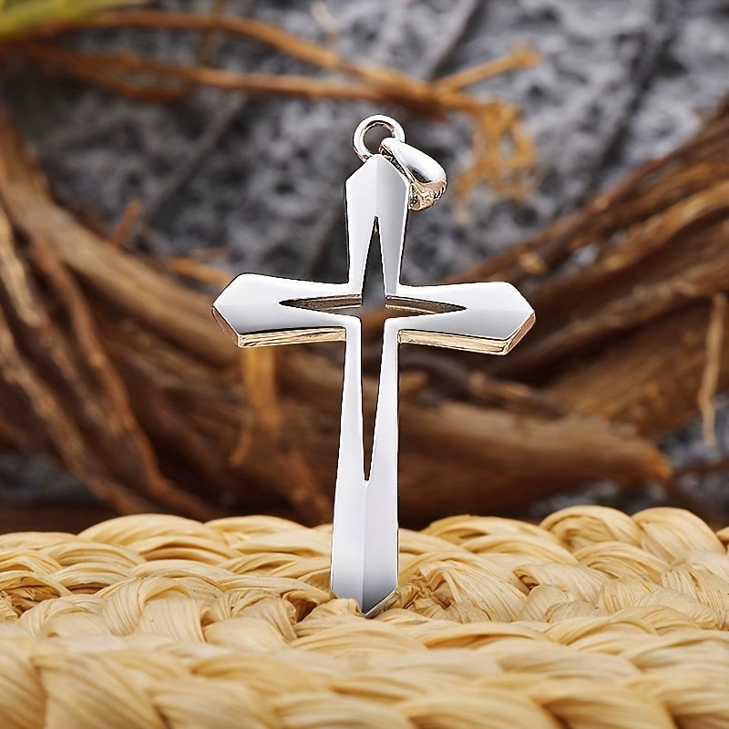 Sleek Contoured Cross Charm Necklace: Embodying Steadfast Grace and Heavenly Blessing