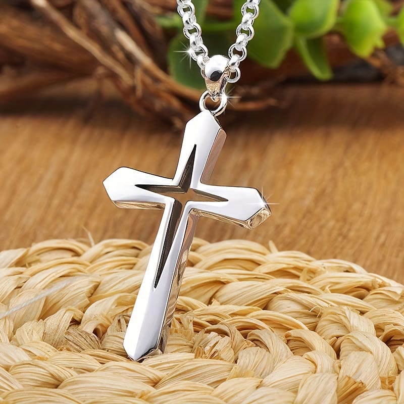 Sleek Contoured Cross Charm Necklace: Embodying Steadfast Grace and Heavenly Blessing