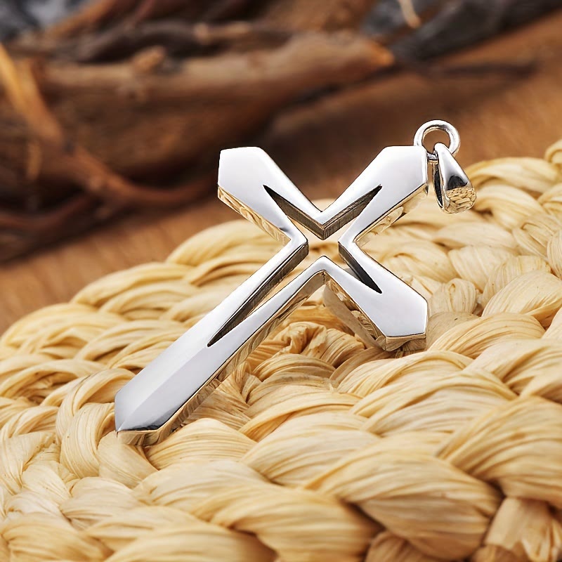 Sleek Contoured Cross Charm Necklace: Embodying Steadfast Grace and Heavenly Blessing