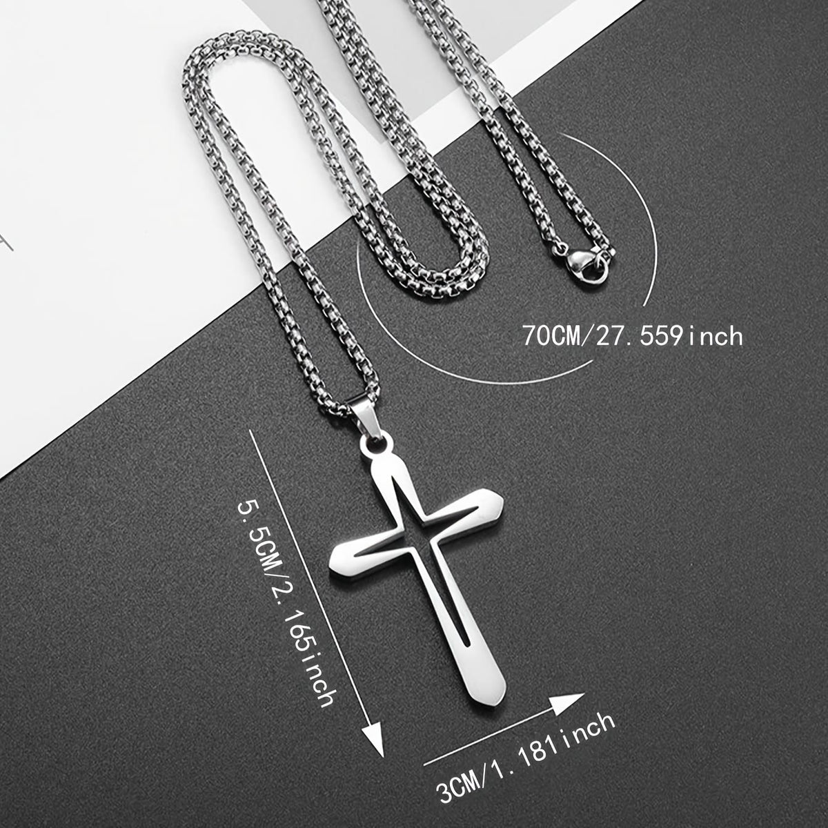 Sleek Contoured Cross Charm Necklace: Embodying Steadfast Grace and Heavenly Blessing