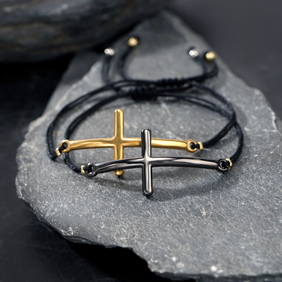 Modern Adjustable Cross Cord Bracelet: A Reminder of Divine Protection and Endless Grace
