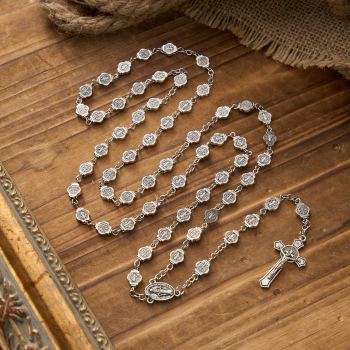 Octagonal St. Benedict Medal Rosary with Crucifix Pendant: A Symbol of Divine Protection & Steadfast Prayer