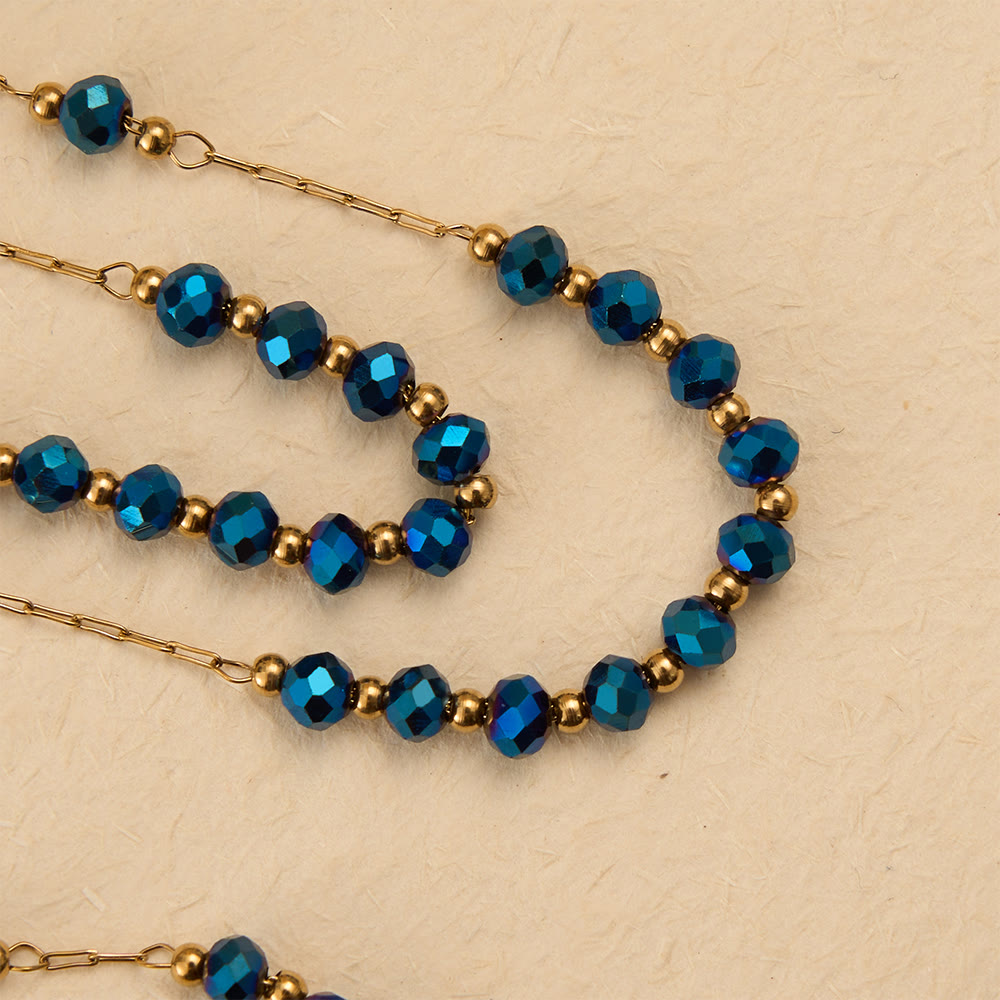 Faceted Crystal & Imitation Pearl Bead Minimal Our Lady Rosary with Flat Cross Pendant