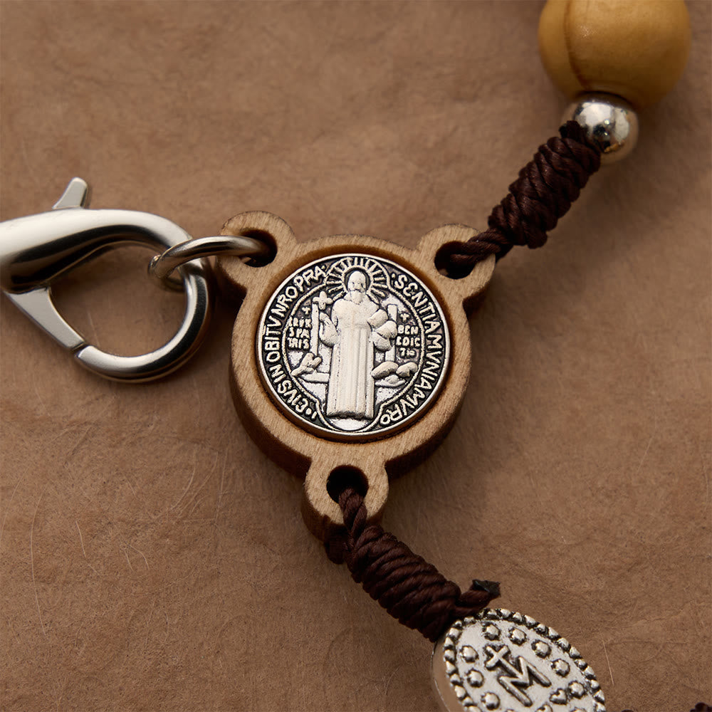 Cord Wood Crucifix Rosary Bracelet: Graceful Token of Quiet Prayerful Peace
