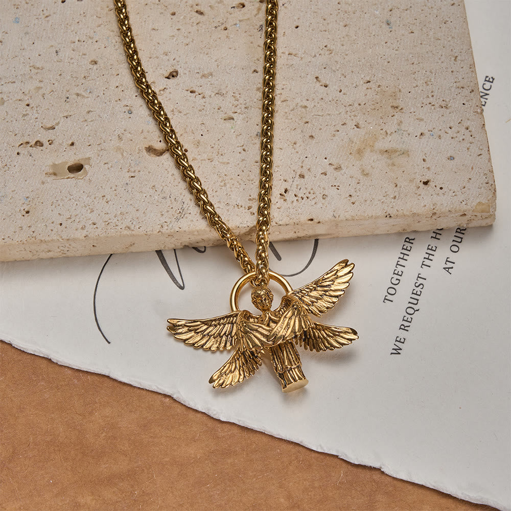 Six-Winged Seraph Angel Pendant Necklace: Timeless Emblem of Gentle Heavenly Guardianship