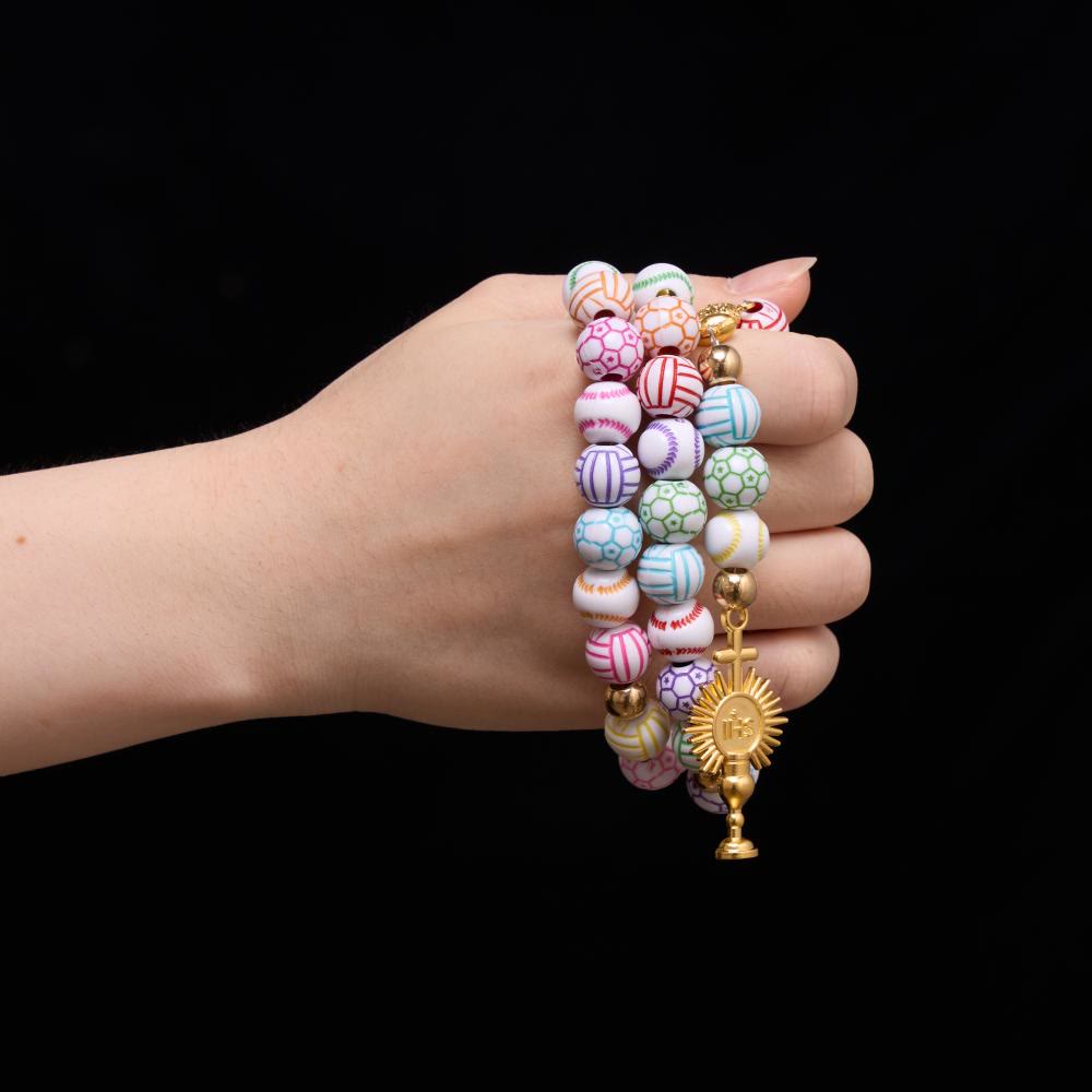 Sport Ball Themed Matte Bead with IHS Monstrance & Holy Grail Prayer Rosary
