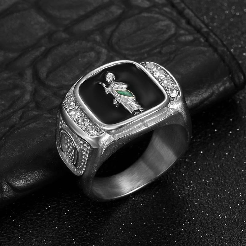 Framed Stone St. Jude Sculpted Signet Ring: Timeless Emblem of Steadfast Devotional Trust