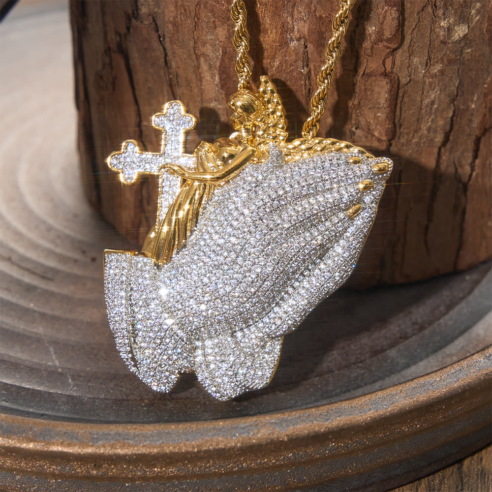 Full Pave Holy Figure Cross Pendant Necklace: Timeless Emblem of Gentle Sacrificial Love
