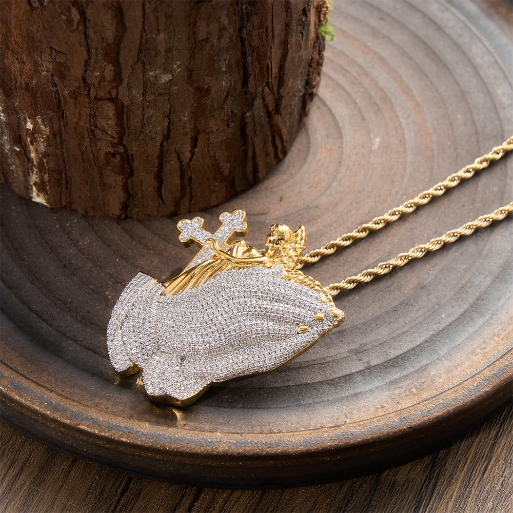 Full Pave Holy Figure Cross Pendant Necklace: Timeless Emblem of Gentle Sacrificial Love