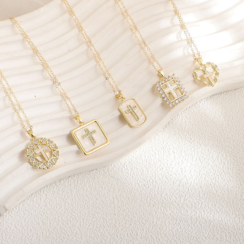 Minimal Multi-Style Cross Pendant Necklace: Timeless Emblem of Quiet Daily Prayer Blessing