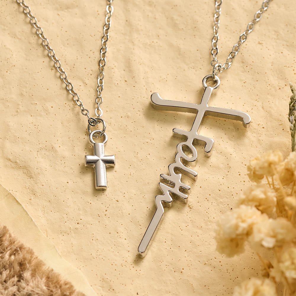 Dual-Chain Stacked Faith Cross Necklace: Timeless Emblem of Sincere Devout Prayer