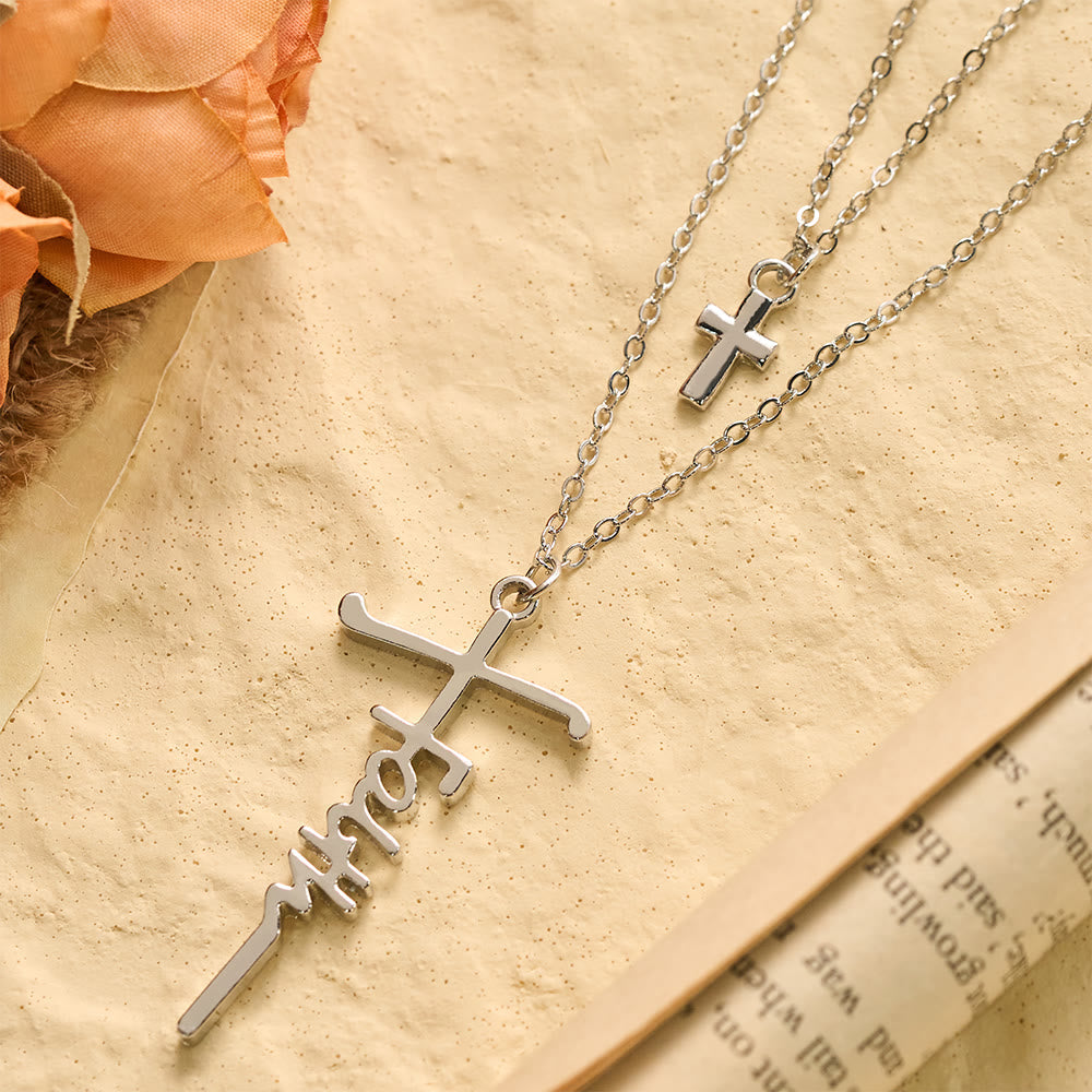 Dual-Chain Stacked Faith Cross Necklace: Timeless Emblem of Sincere Devout Prayer