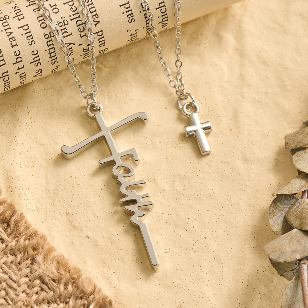 Dual-Chain Stacked Faith Cross Necklace: Timeless Emblem of Sincere Devout Prayer