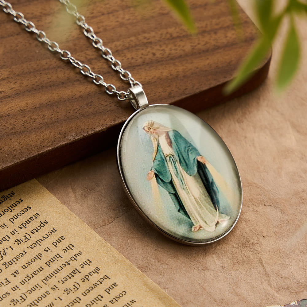 Pray Virgin Mary Blessed Pendant Miraculous Medal Necklace