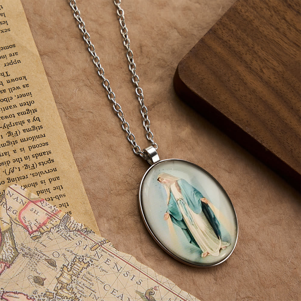 Pray Virgin Mary Blessed Pendant Miraculous Medal Necklace