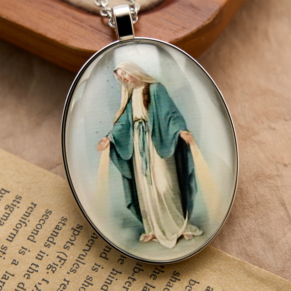 Pray Virgin Mary Blessed Pendant Miraculous Medal Necklace