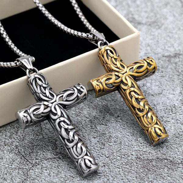 Hollow Twisted Knot Relief Cross Pendant Necklace: Timeless Emblem of Gentle Heavenly Guardianship