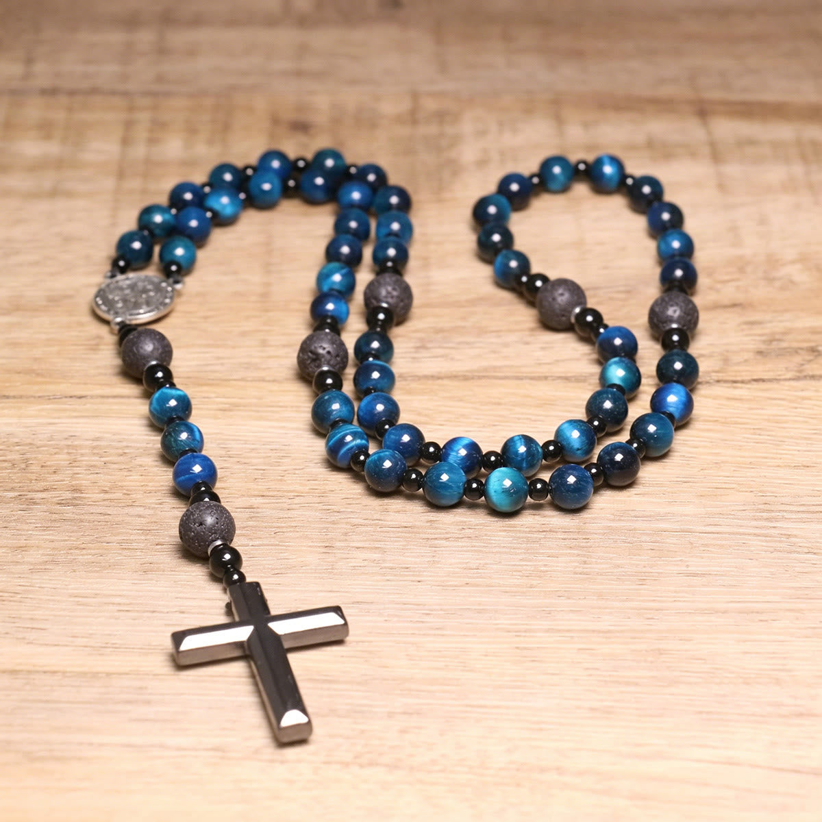 Blue Tiger's Eye Rosary: Timeless Emblem of Gentle Heavenly Guardianship