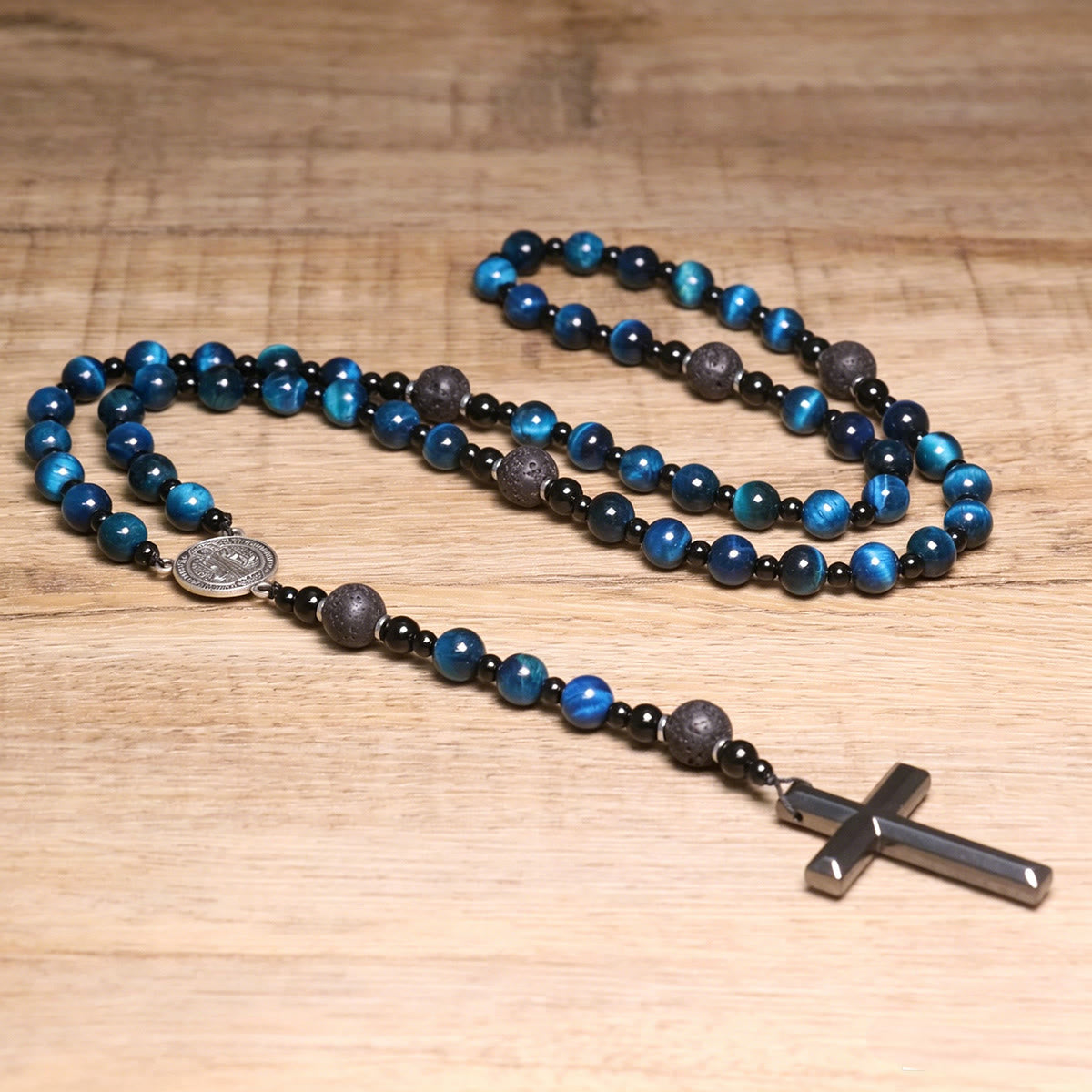 Blue Tiger's Eye Rosary: Timeless Emblem of Gentle Heavenly Guardianship