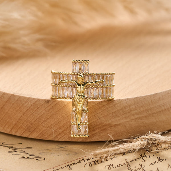 Compact Sculpted Crucifix Ring: Timeless Emblem of Unshakable Sacred Faith
