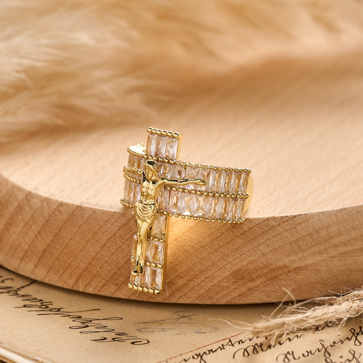 Compact Sculpted Crucifix Ring: Timeless Emblem of Unshakable Sacred Faith