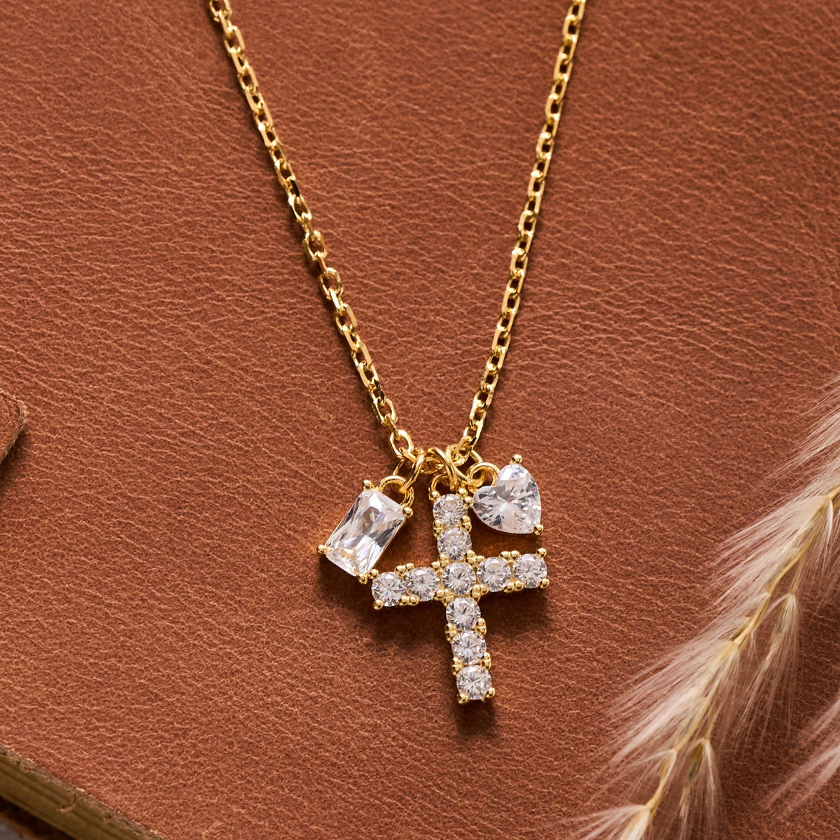 Round Stone Cross Heart & Rectangle Accent Cable Chain Sterling Silver Necklace: Timeless Emblem of Gentle Heavenly Guardianship