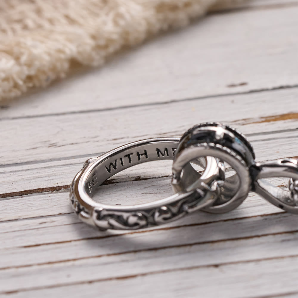Textured Ring Cross Inset Pendant Box Chain Necklace: Timeless Emblem of Gentle Heavenly Guardianship