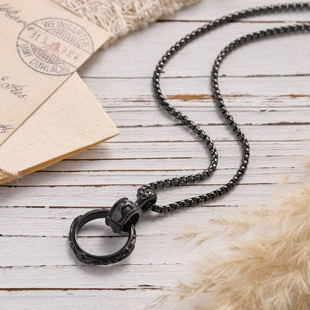 Textured Ring Cross Inset Pendant Box Chain Necklace: Timeless Emblem of Gentle Heavenly Guardianship
