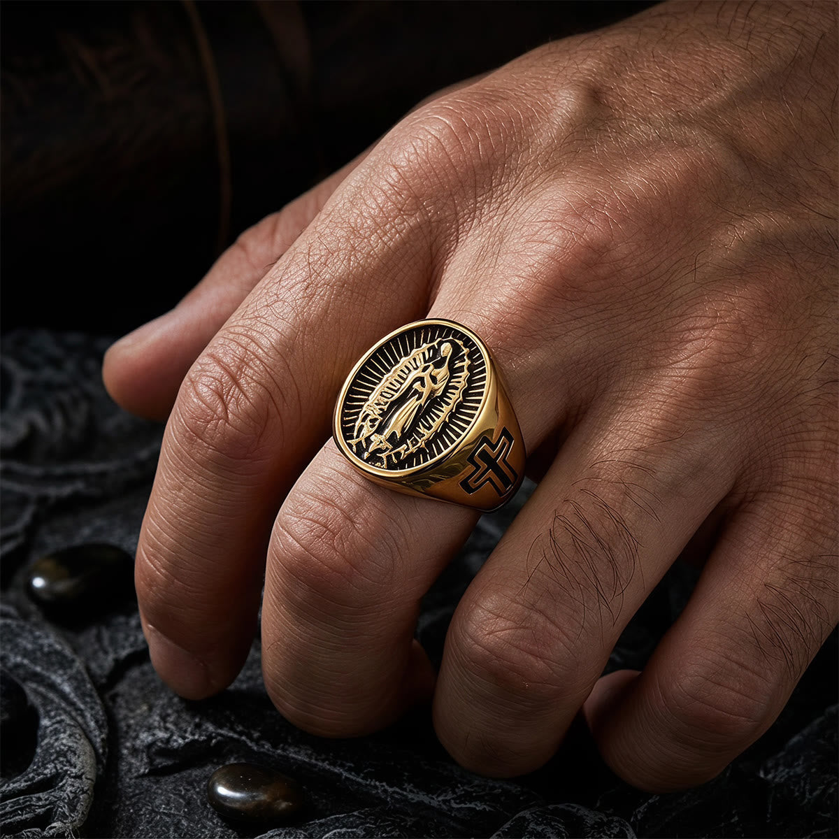 Deep Relief Our Lady Of Guadalupe Cross Statement Ring: Timeless Emblem of Unshakable Sacred Faith